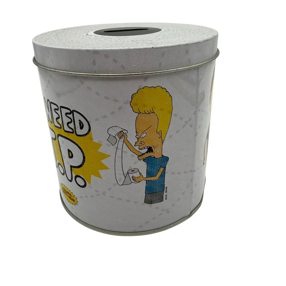 Beavis & Butt-Head Need TP Bunghole Cornholio Coin Bank Metal Tin MTV Mike Judge